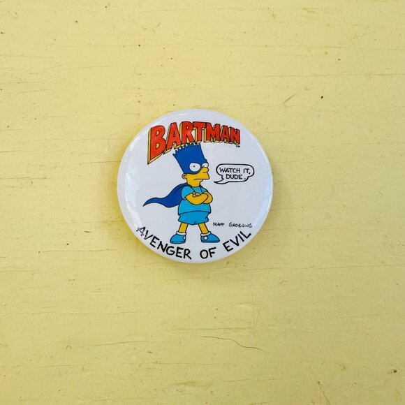 Vintage Simpson's Buttons, Bart Simpson, Homer Simpson, Novelty pin, NOS 1990s - Picture 3 of 5